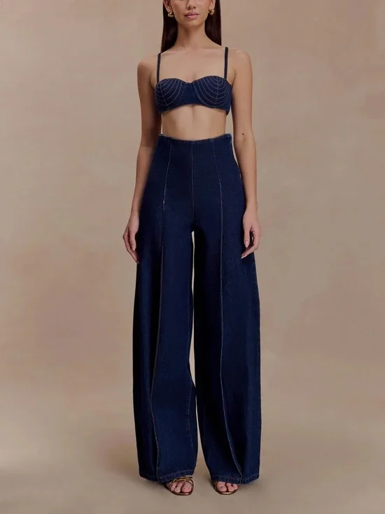 NWT Meshki Beatrix High Rise Wide Leg Denim Jeans - Size 23 - Picture 4 of 8